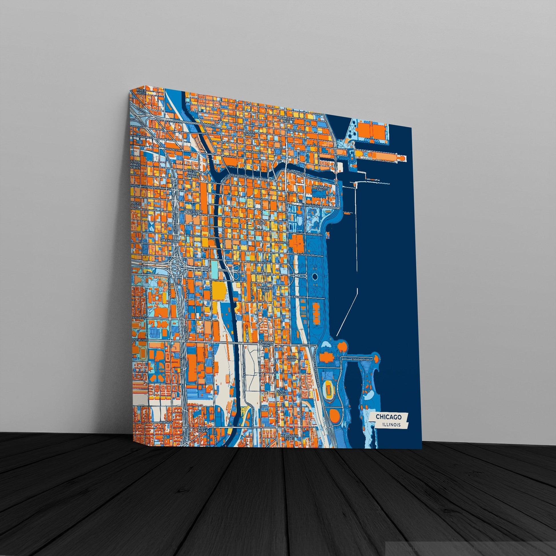 Chicago Illinois Colorful City Map Canvas Print