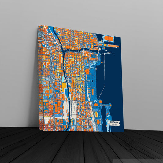 Chicago Illinois Colorful City Map Canvas Print