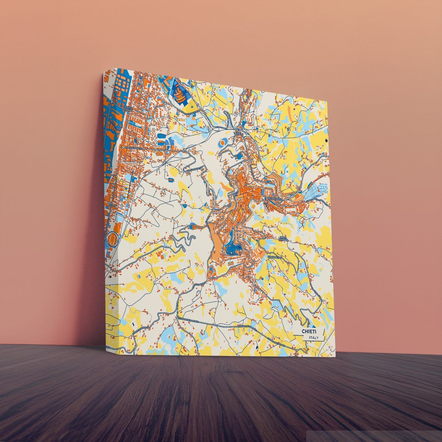 Chieti Italy Colorful City Map Canvas Print