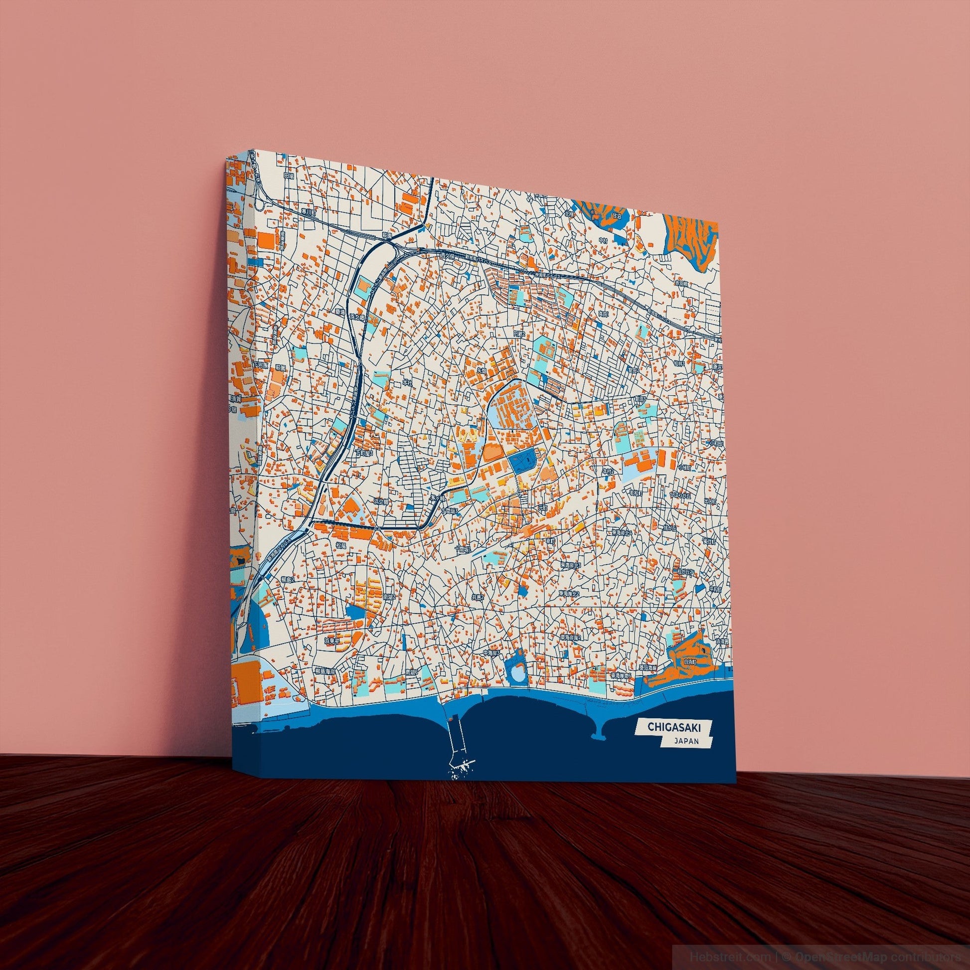 Chigasaki Japan Colorful City Map Canvas Print
