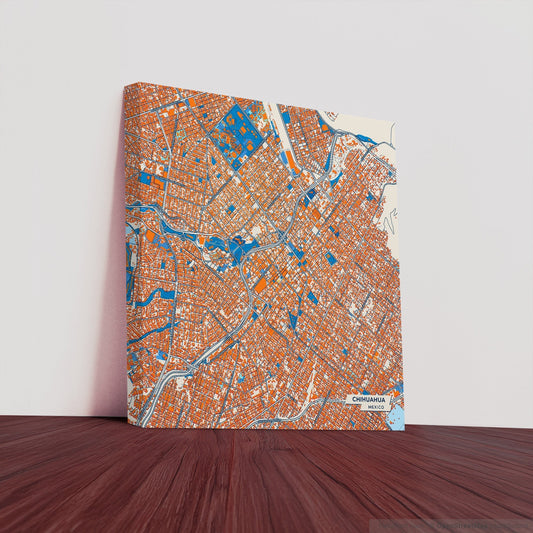Chihuahua Mexico Colorful City Map Canvas Print