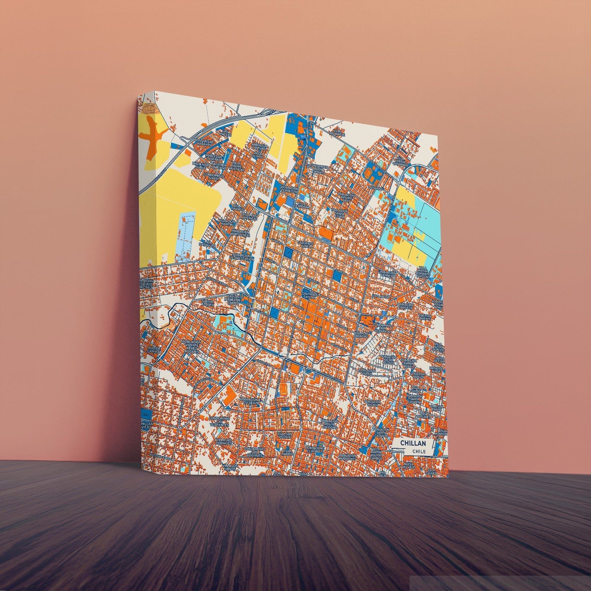 Chillan Chile Colorful City Map Canvas Print