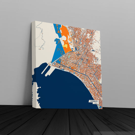 Chimbote Peru Colorful City Map Canvas Print