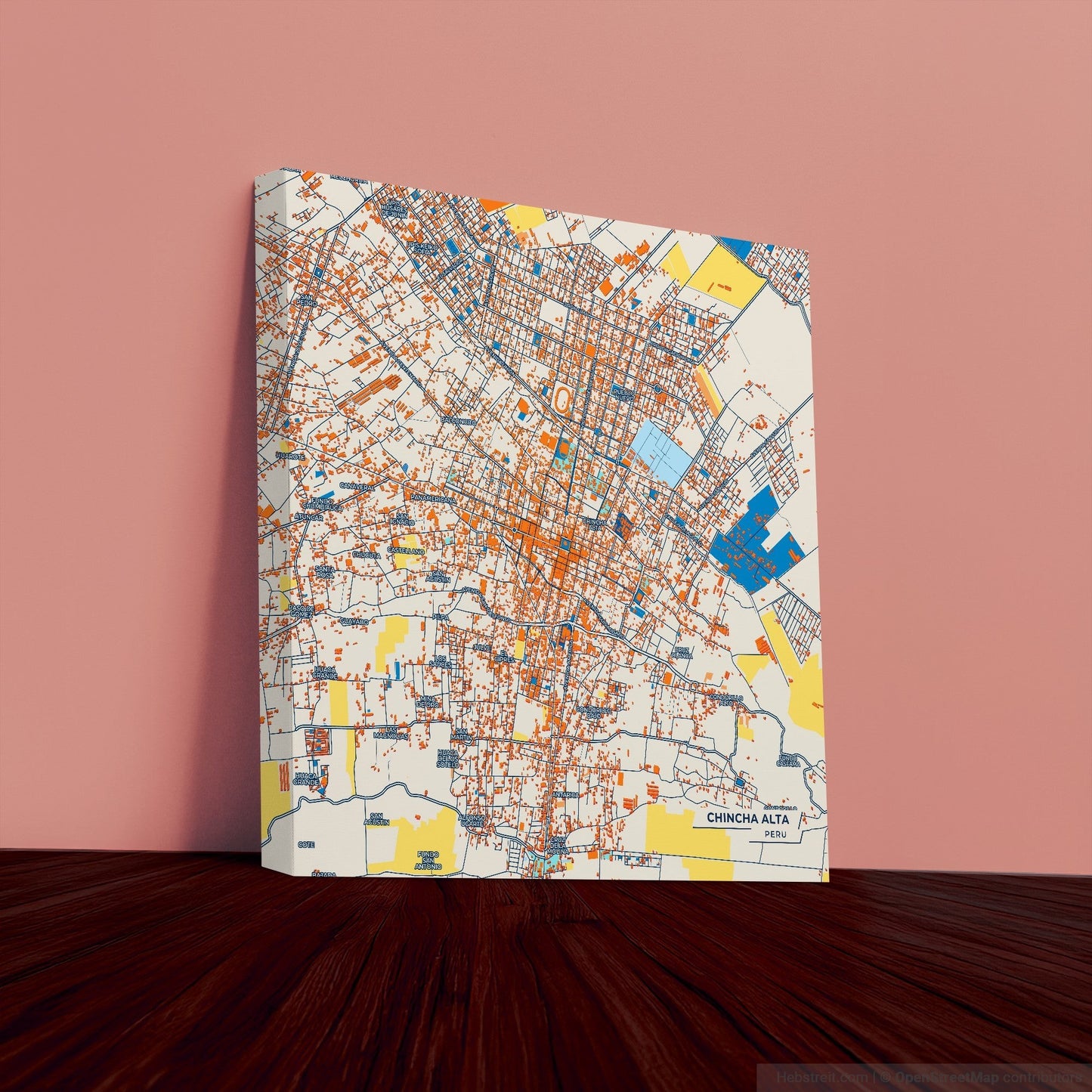 Chincha Alta Peru Colorful City Map Canvas Print