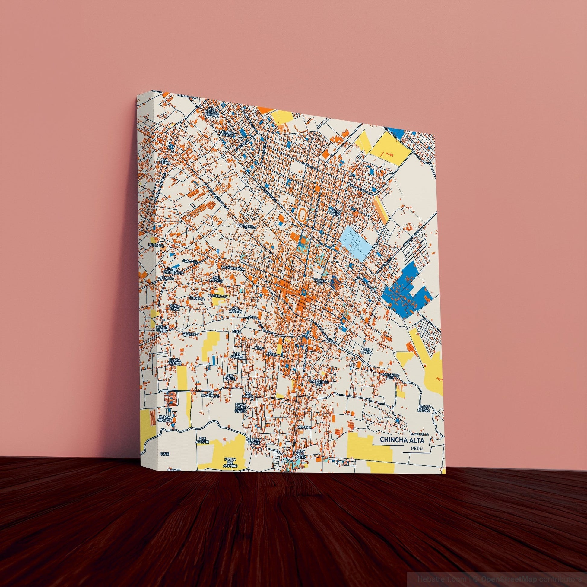 Chincha Alta Peru Colorful City Map Canvas Print