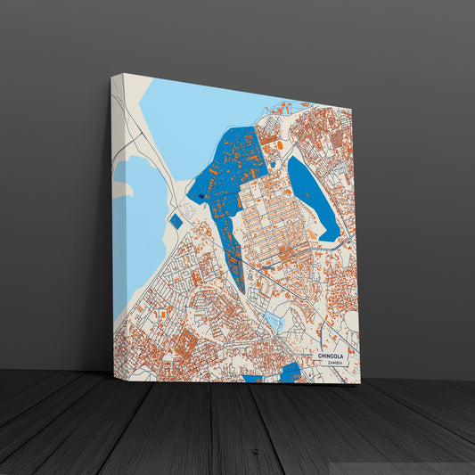 Chingola Zambia Colorful City Map Canvas Print