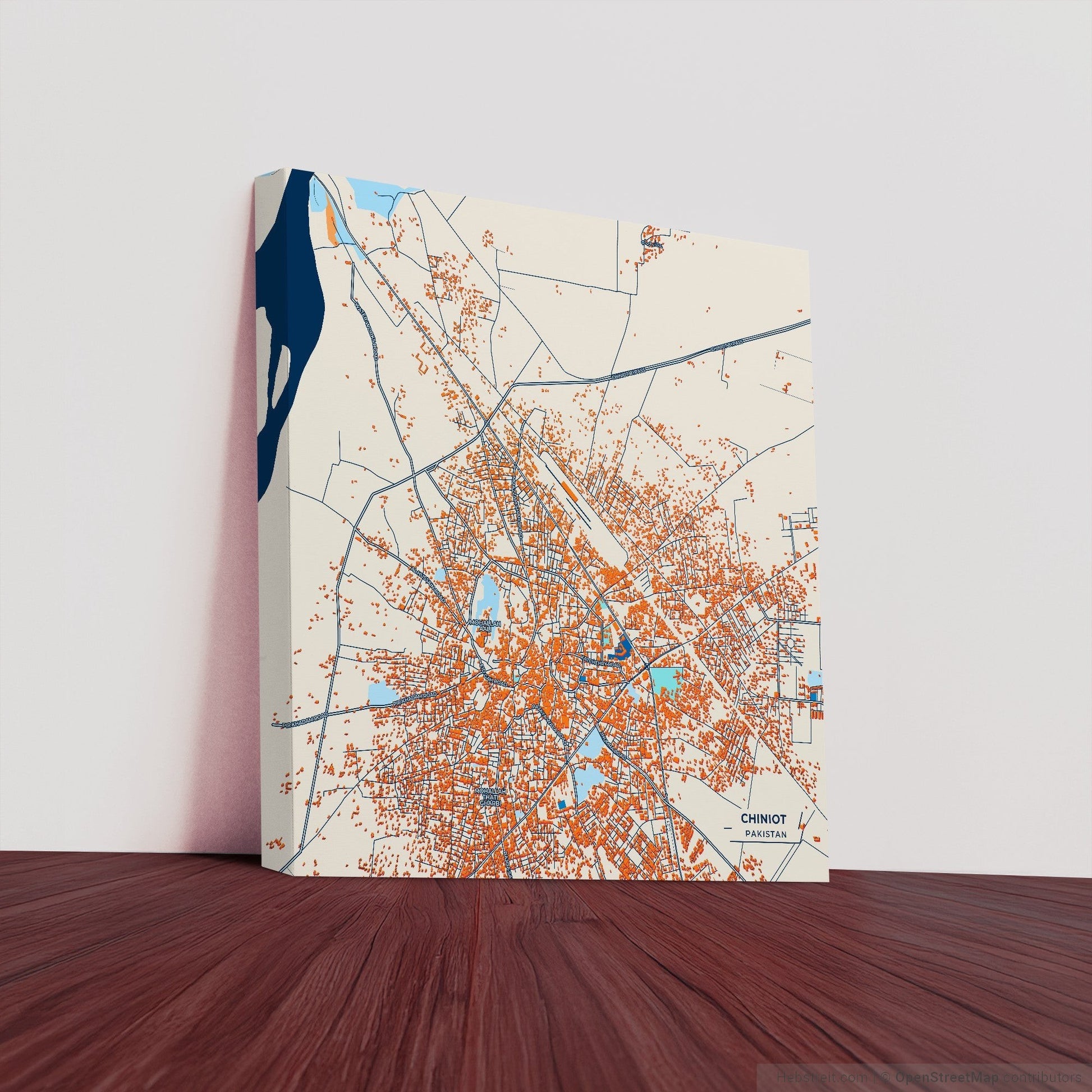 Chiniot Pakistan Colorful City Map Canvas Print