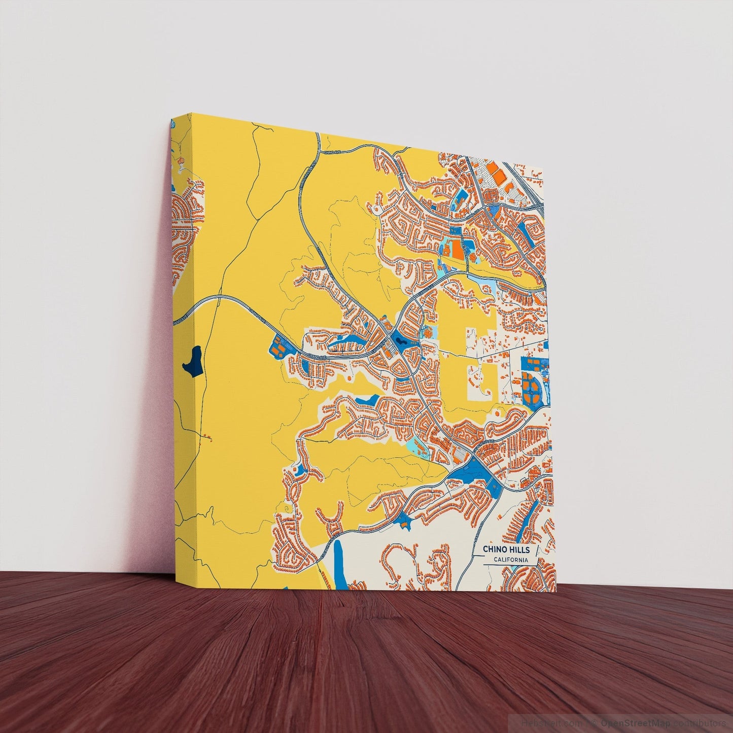 Chino Hills California Colorful City Map Canvas Print