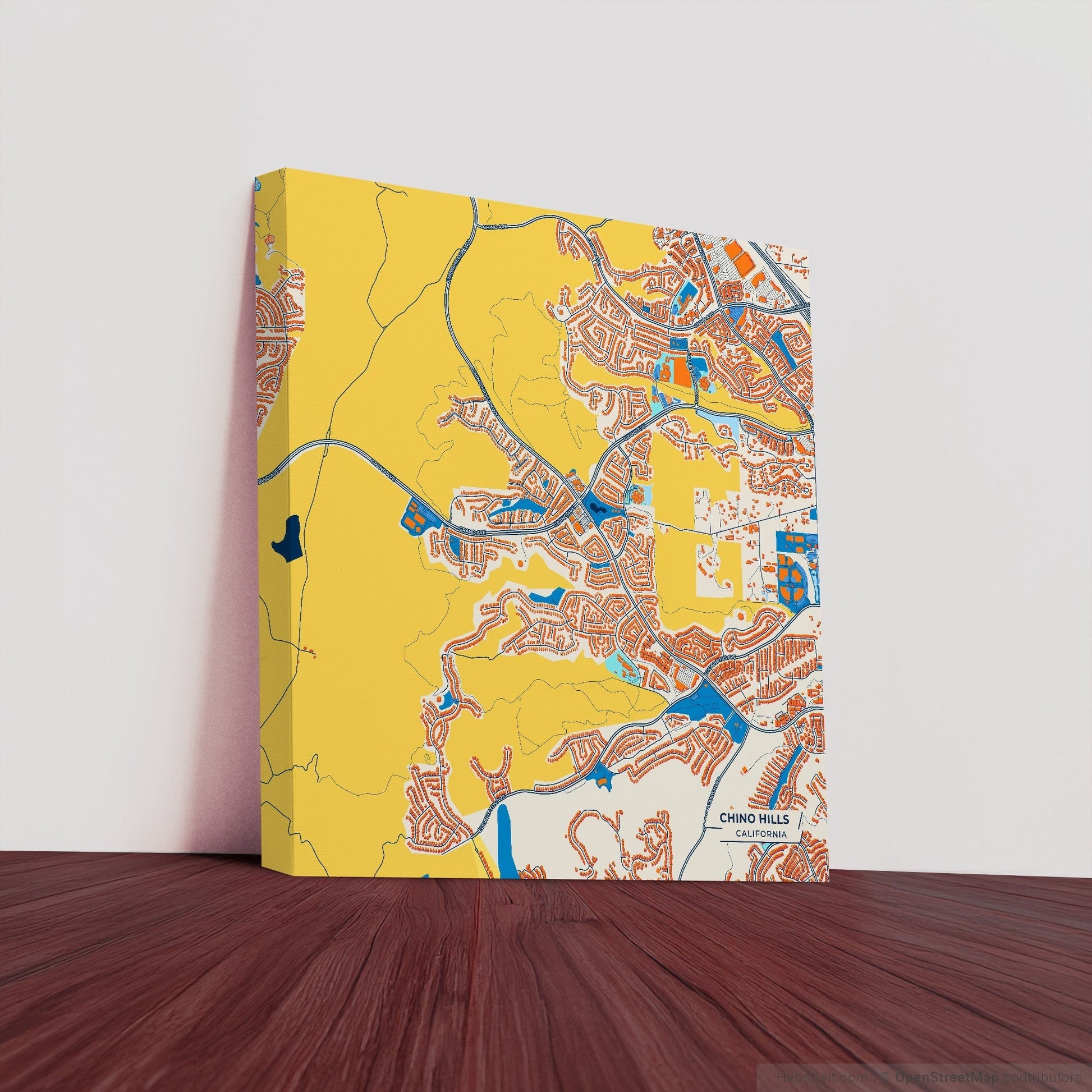 Chino Hills California Colorful City Map Canvas Print