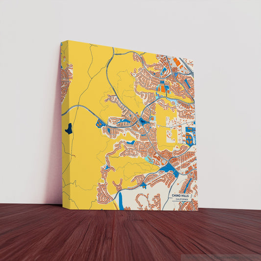 Chino Hills California Colorful City Map Canvas Print