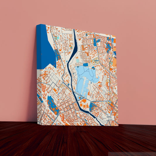 Чита Russia Colorful City Map Canvas Print