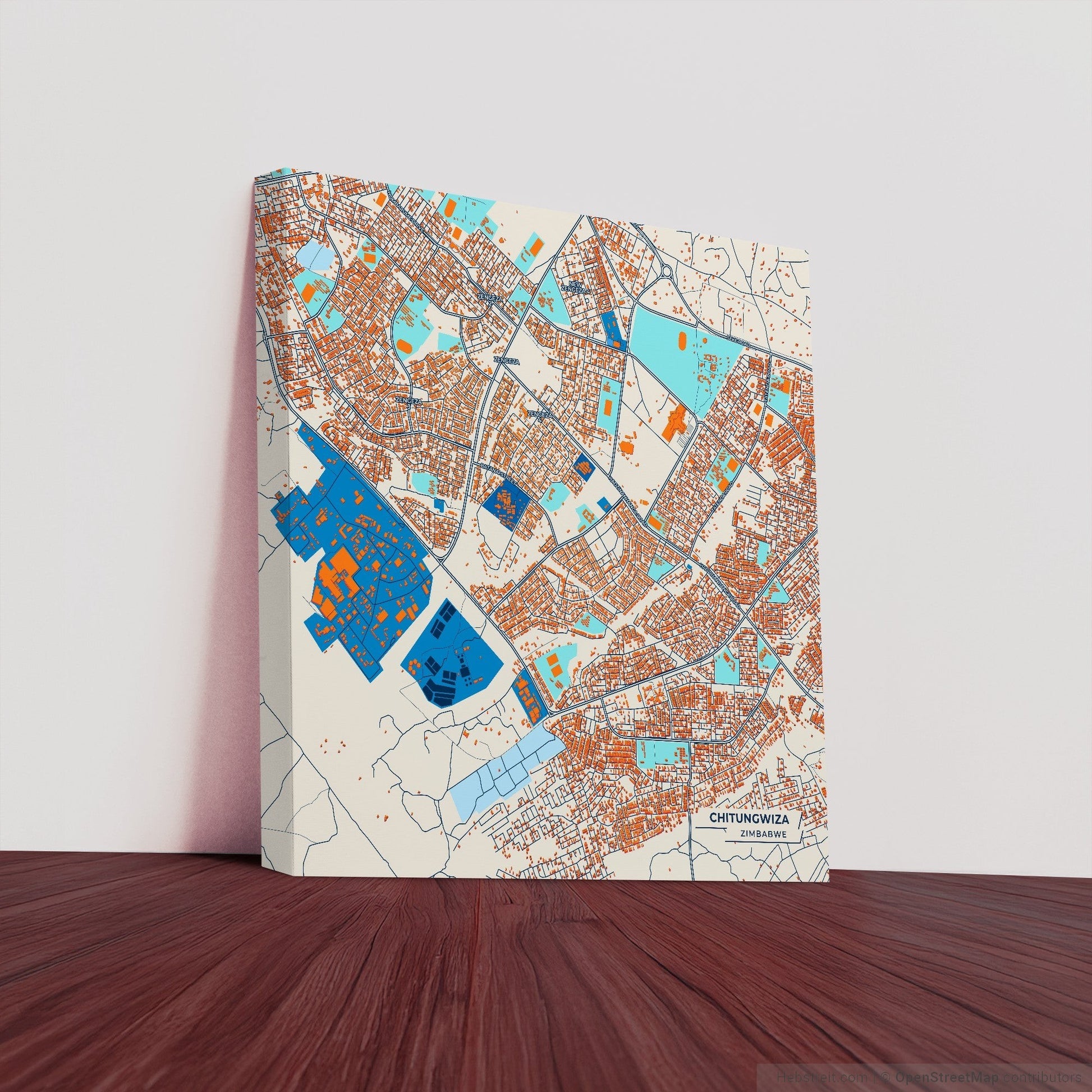 Chitungwiza Zimbabwe Colorful City Map Canvas Print