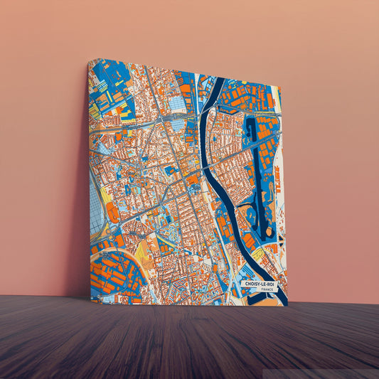 Choisy-Le-Roi France Colorful City Map Canvas Print