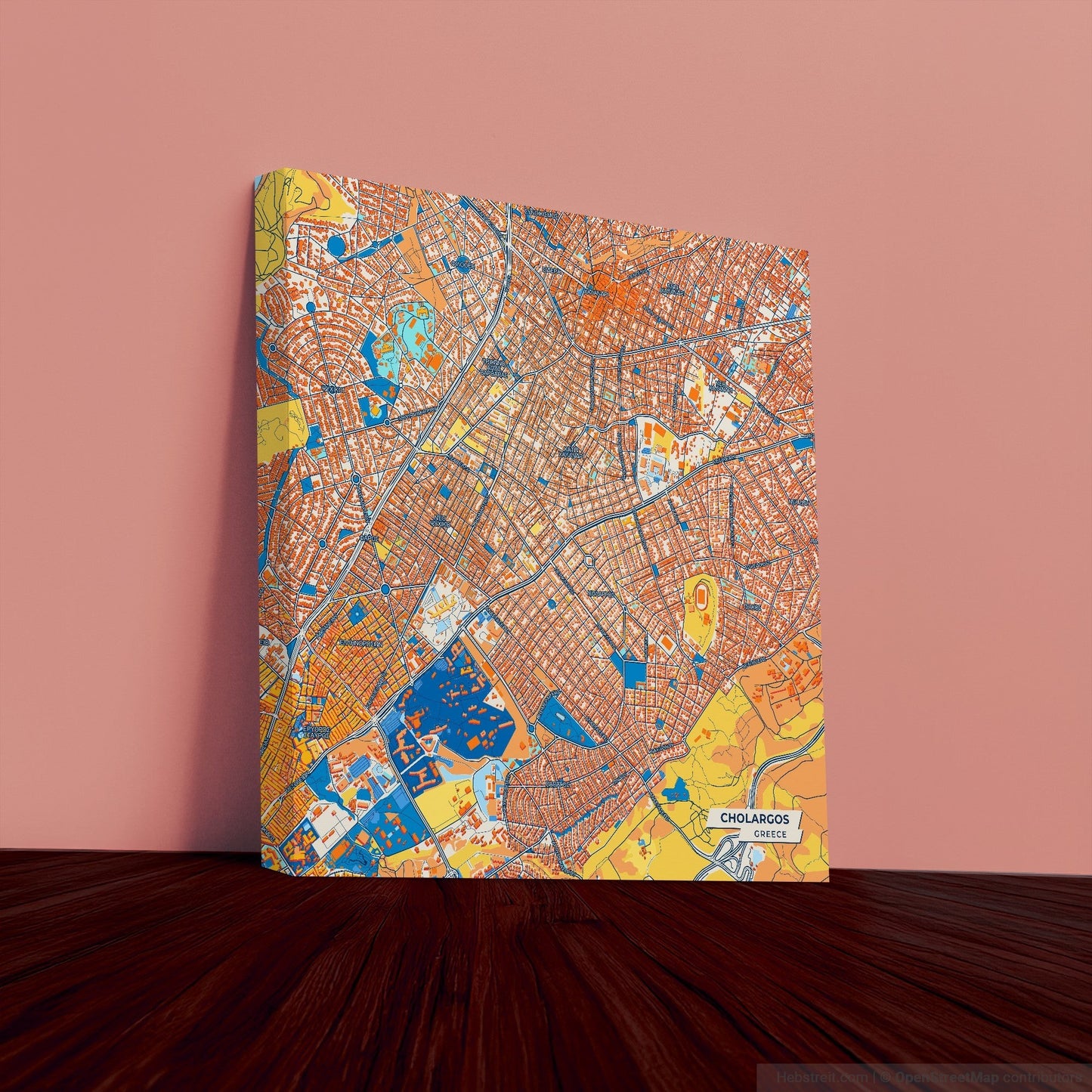 Χολαργος Greece Colorful City Map Canvas Print