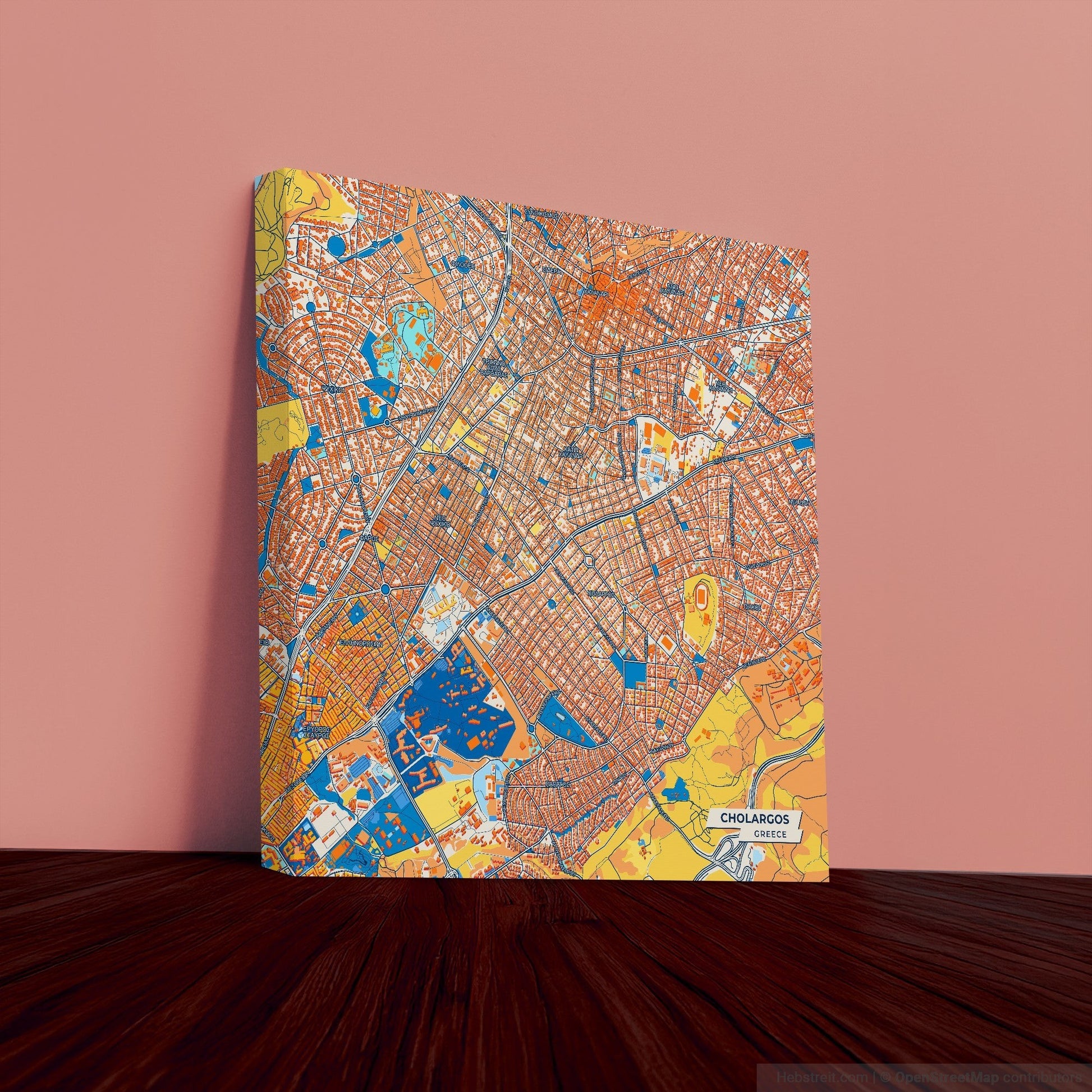 Χολαργος Greece Colorful City Map Canvas Print