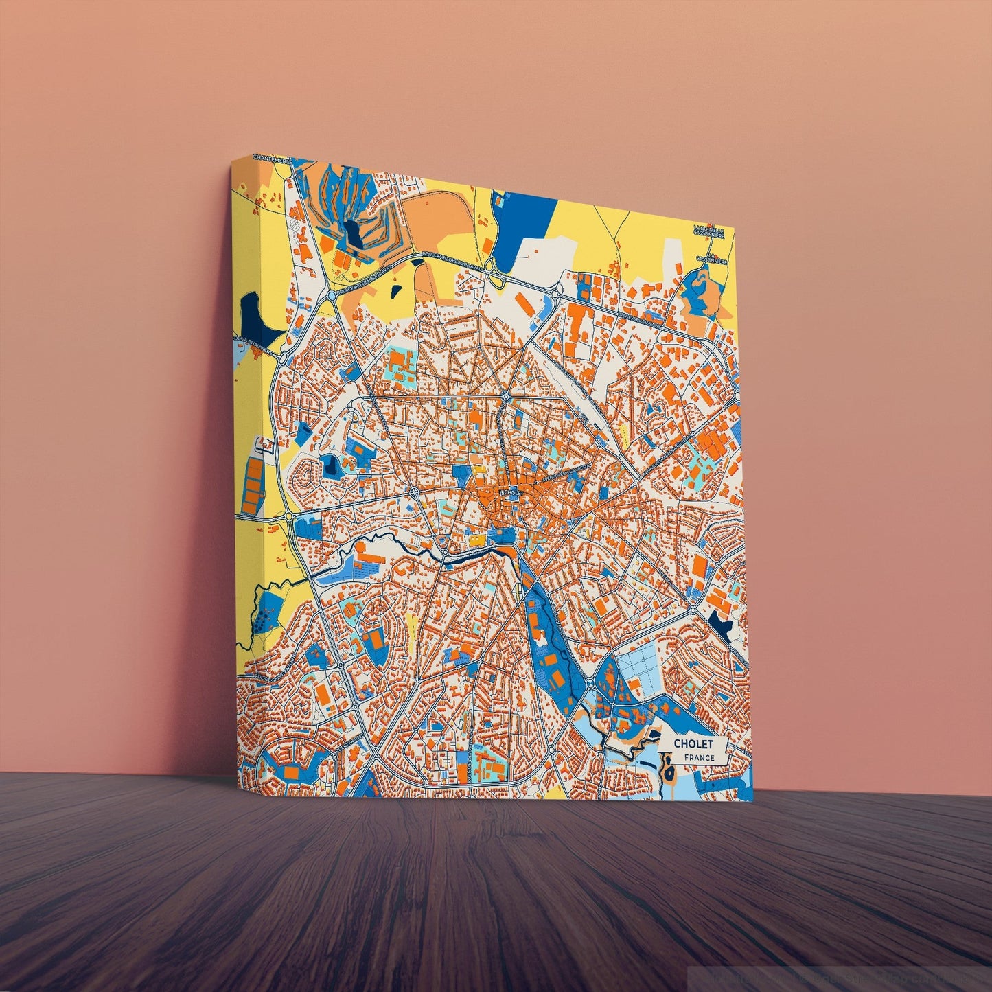 Cholet France Colorful City Map Canvas Print
