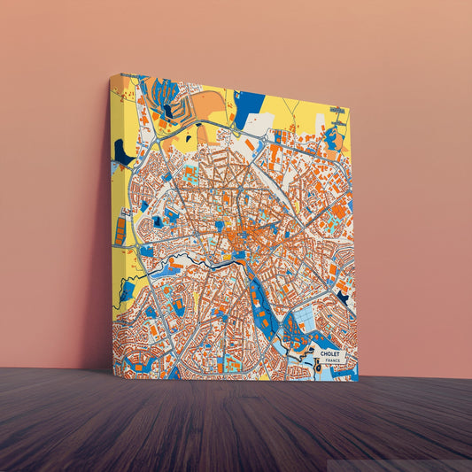 Cholet France Colorful City Map Canvas Print