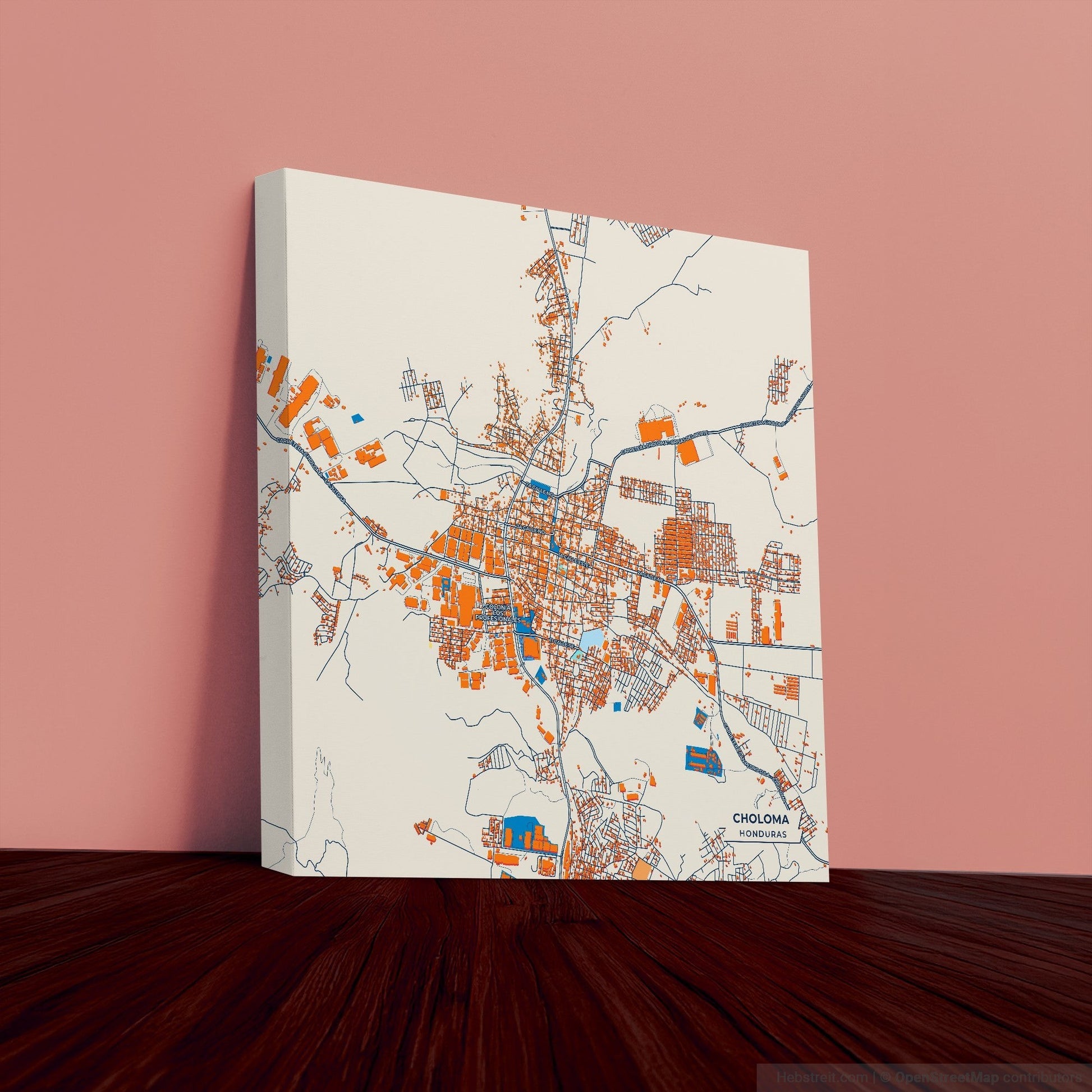 Choloma Honduras Colorful City Map Canvas Print