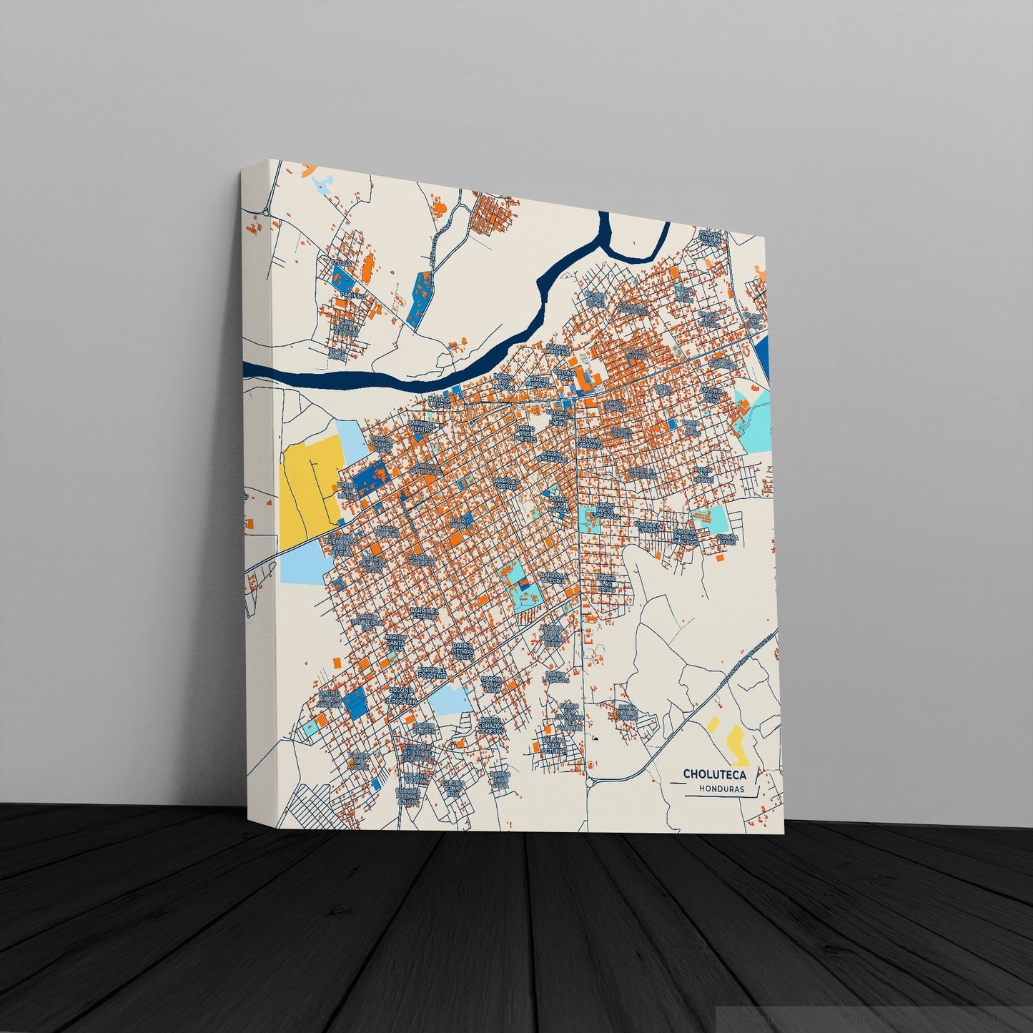 Choluteca Honduras Colorful City Map Canvas Print