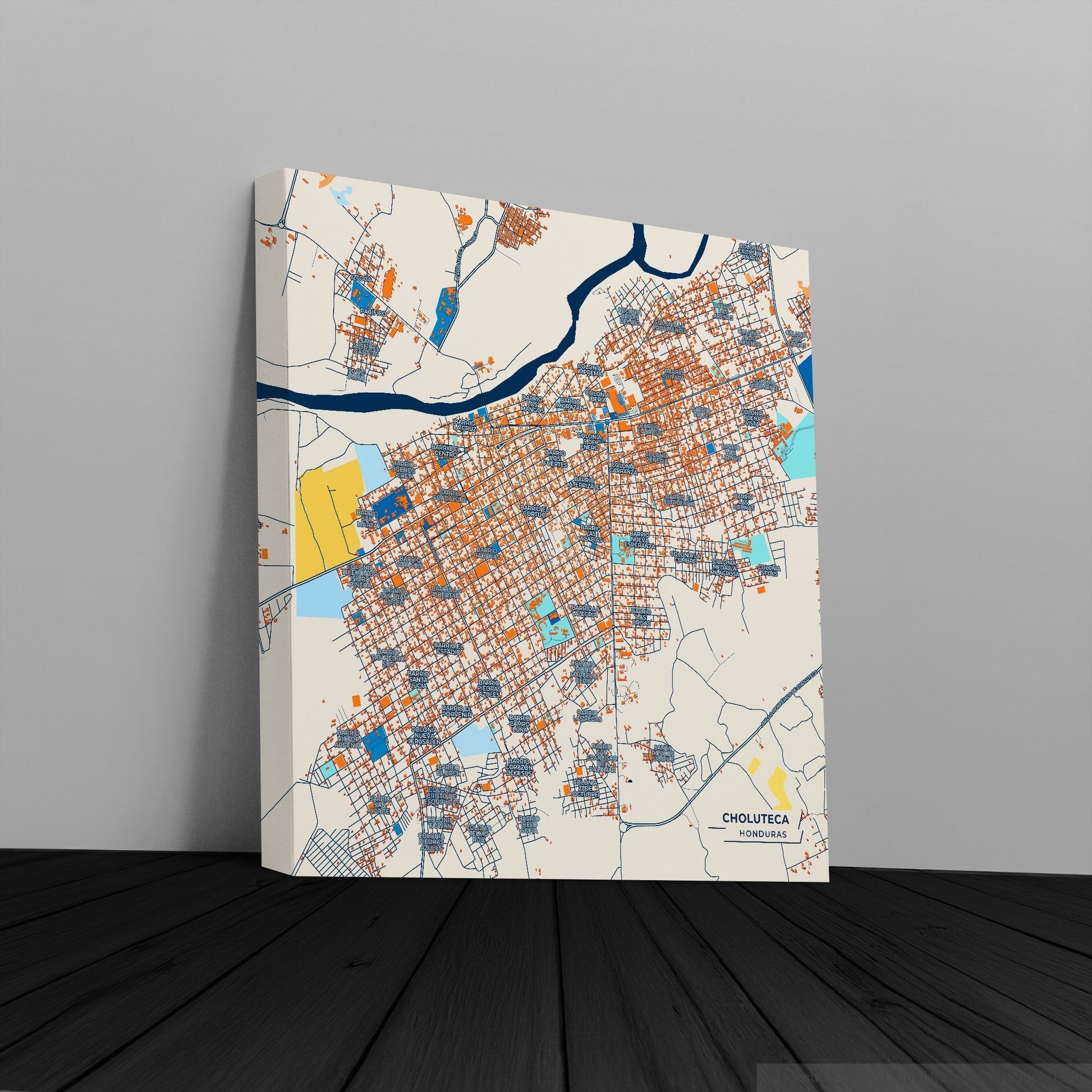 Choluteca Honduras Colorful City Map Canvas Print