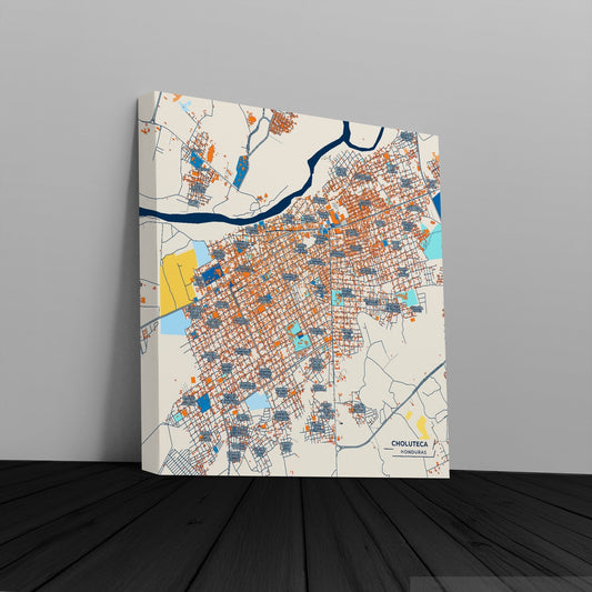 Choluteca Honduras Colorful City Map Canvas Print