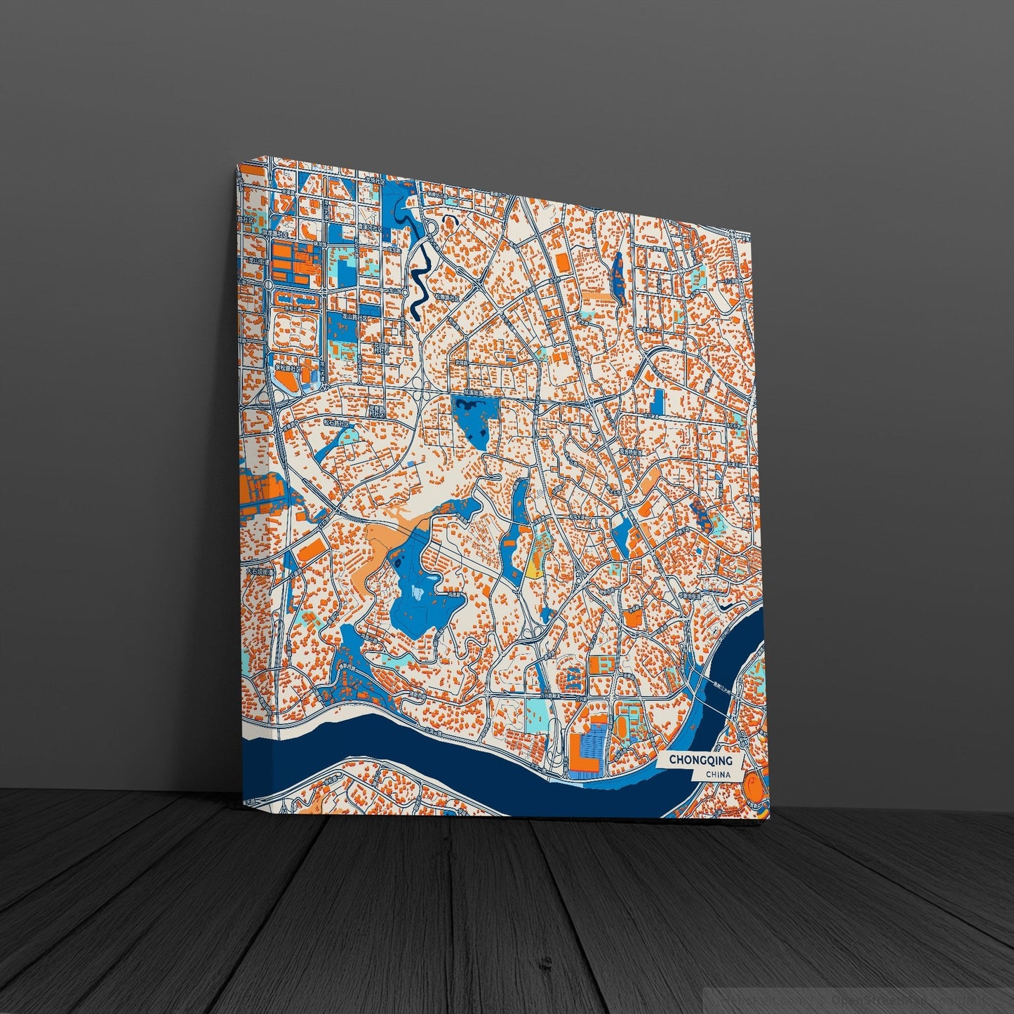 Chongqing China Colorful City Map Canvas Print