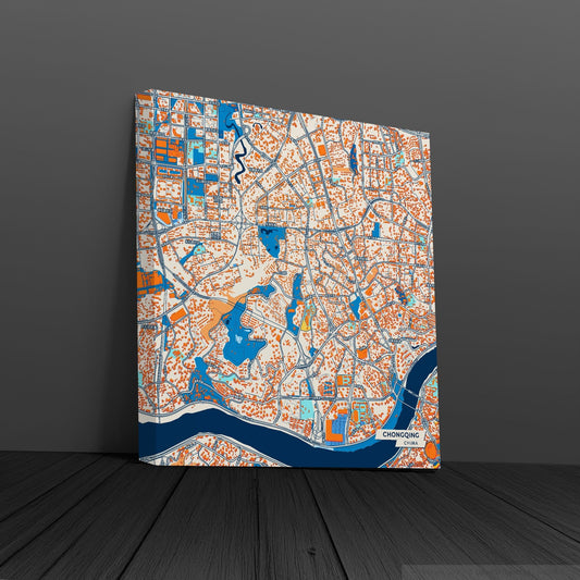 Chongqing China Colorful City Map Canvas Print