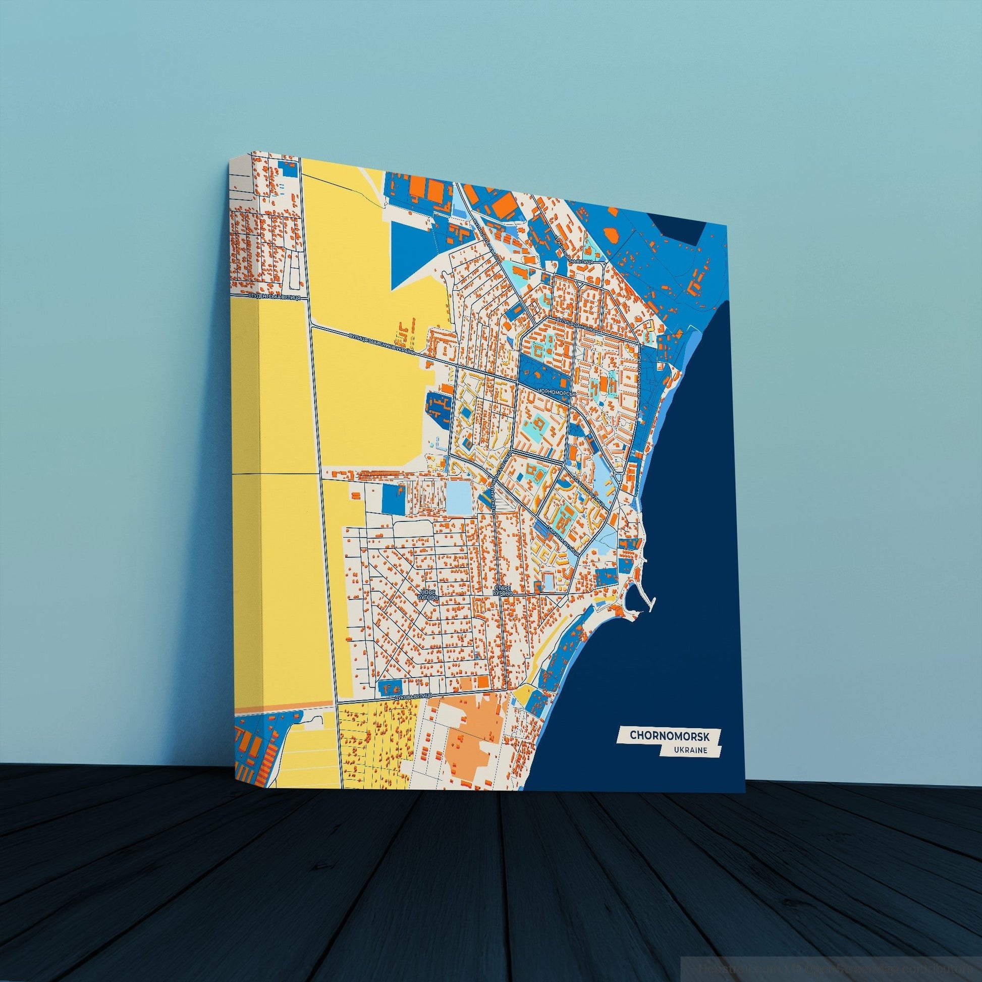 Чорноморський Ukraine Colorful City Map Canvas Print