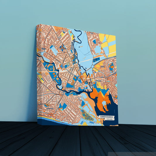 Christchurch England Colorful City Map Canvas Print