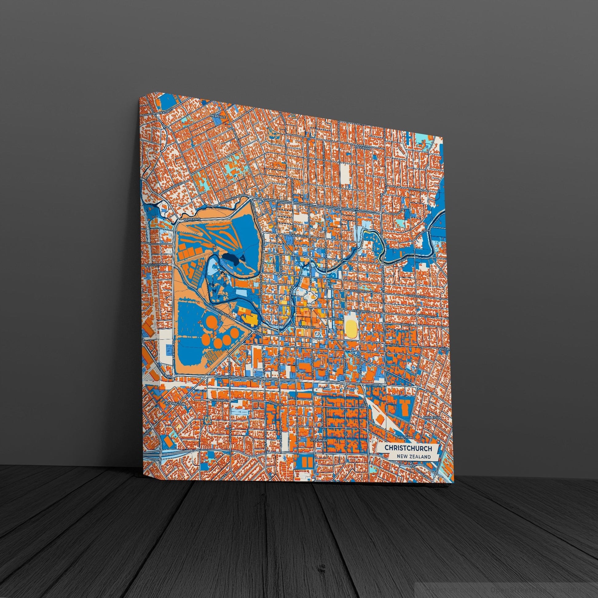 Christchurch New Zealand Colorful City Map Canvas Print