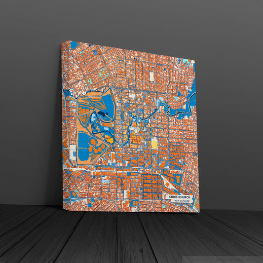 Christchurch New Zealand Colorful City Map Canvas Print