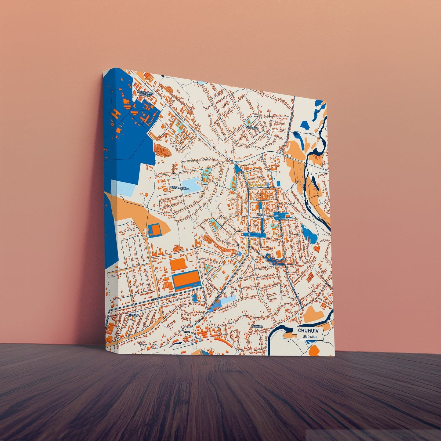 Чухуів Ukraine Colorful City Map Canvas Print