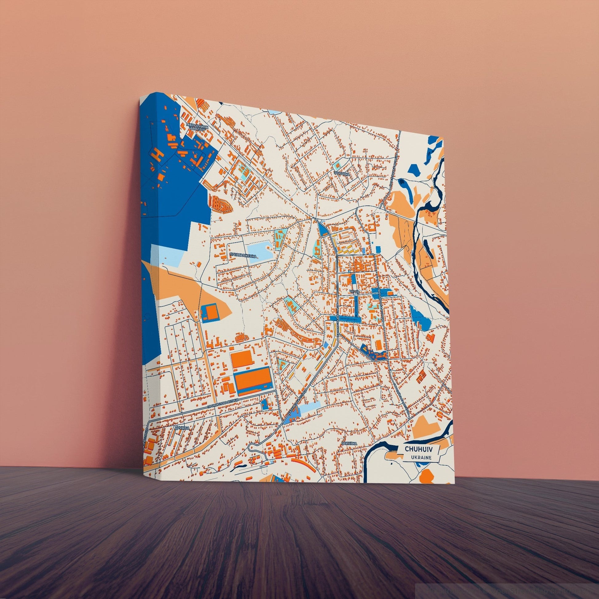 Чухуів Ukraine Colorful City Map Canvas Print