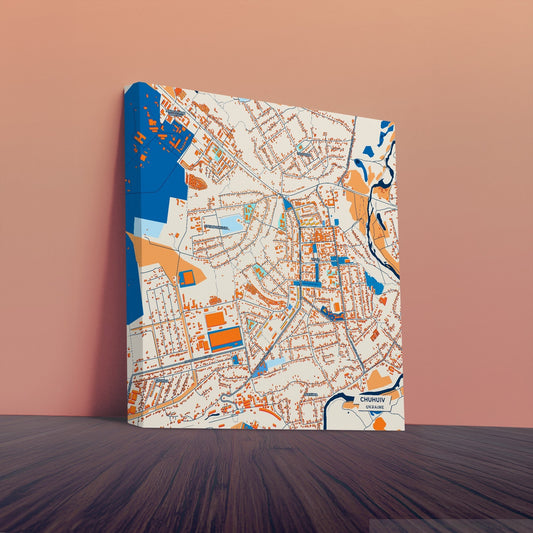 Чухуів Ukraine Colorful City Map Canvas Print