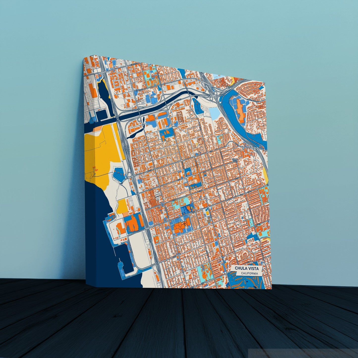 Chula Vista California Colorful City Map Canvas Print