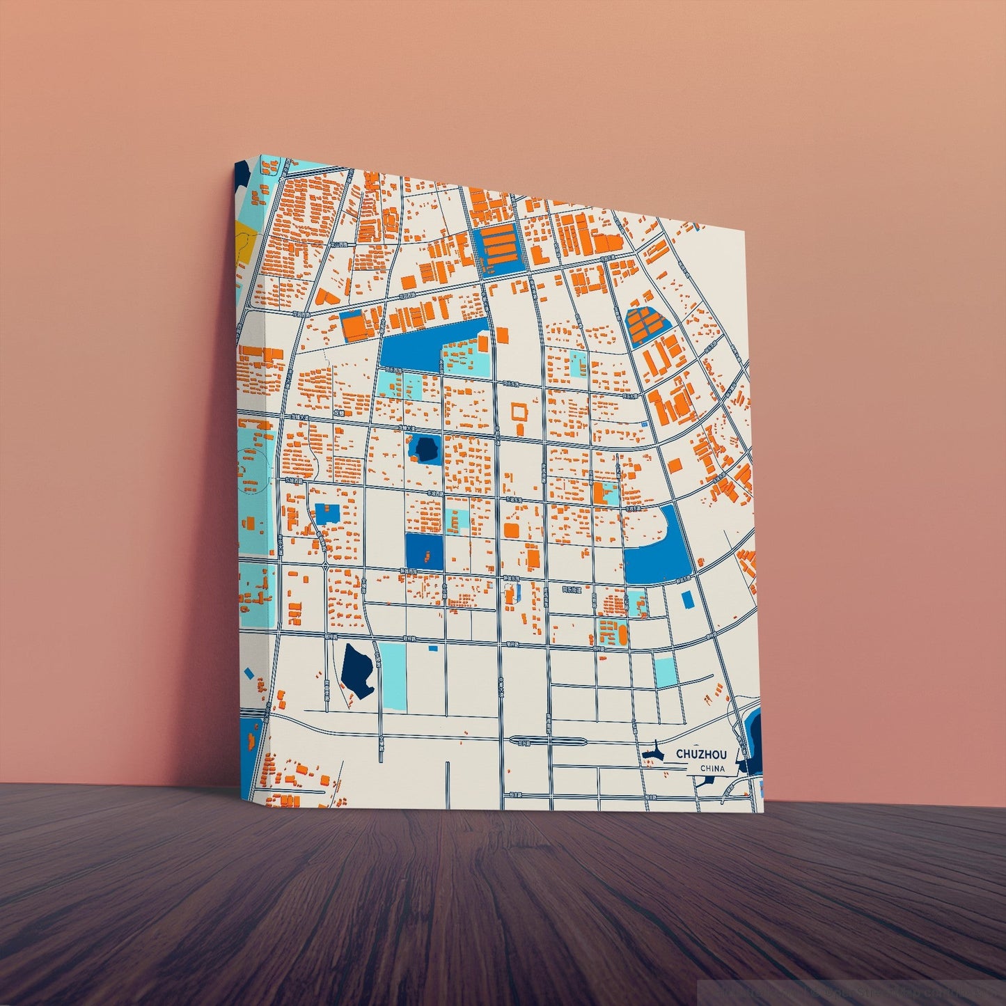 Chuzhou China Colorful City Map Canvas Print