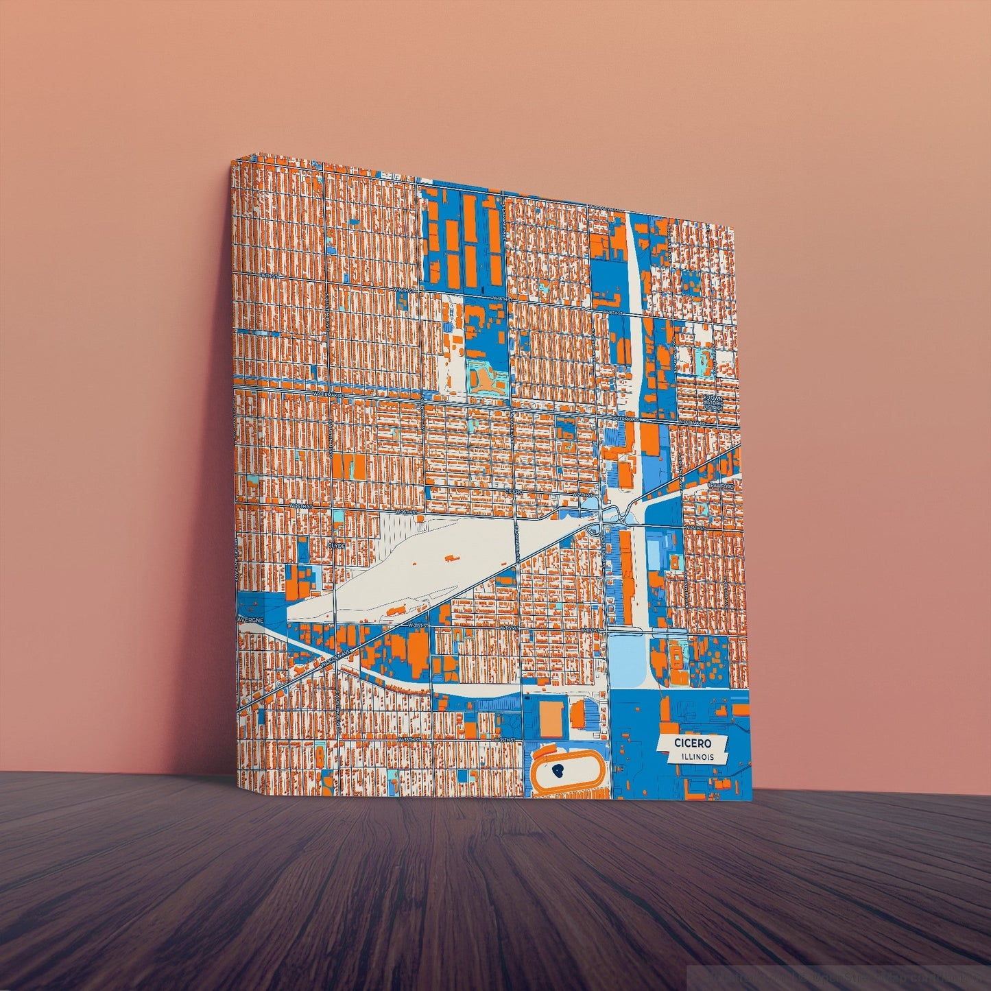 Cicero Illinois Colorful City Map Canvas Print