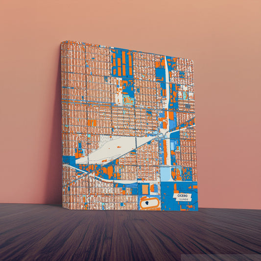 Cicero Illinois Colorful City Map Canvas Print