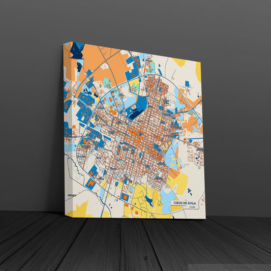 Ciego De Ávila Cuba Colorful City Map Canvas Print