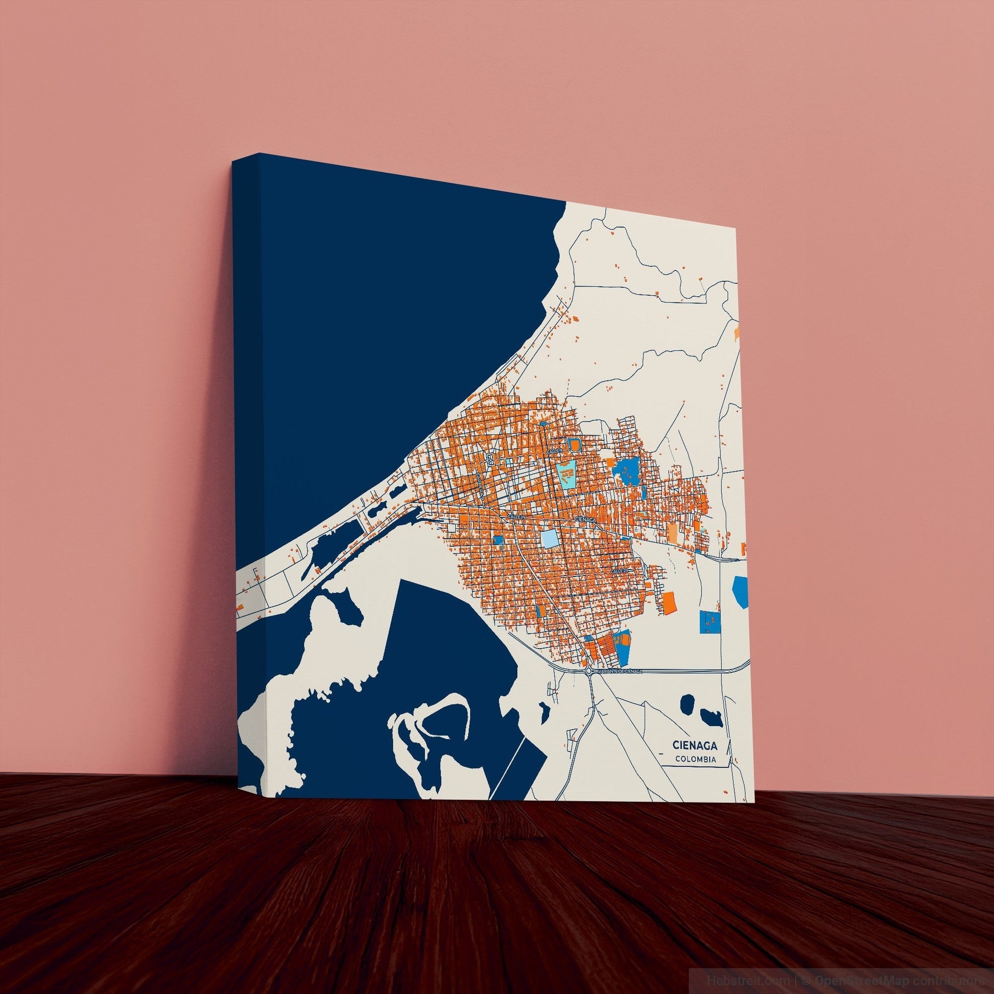 Cienaga Colombia Colorful City Map Canvas Print