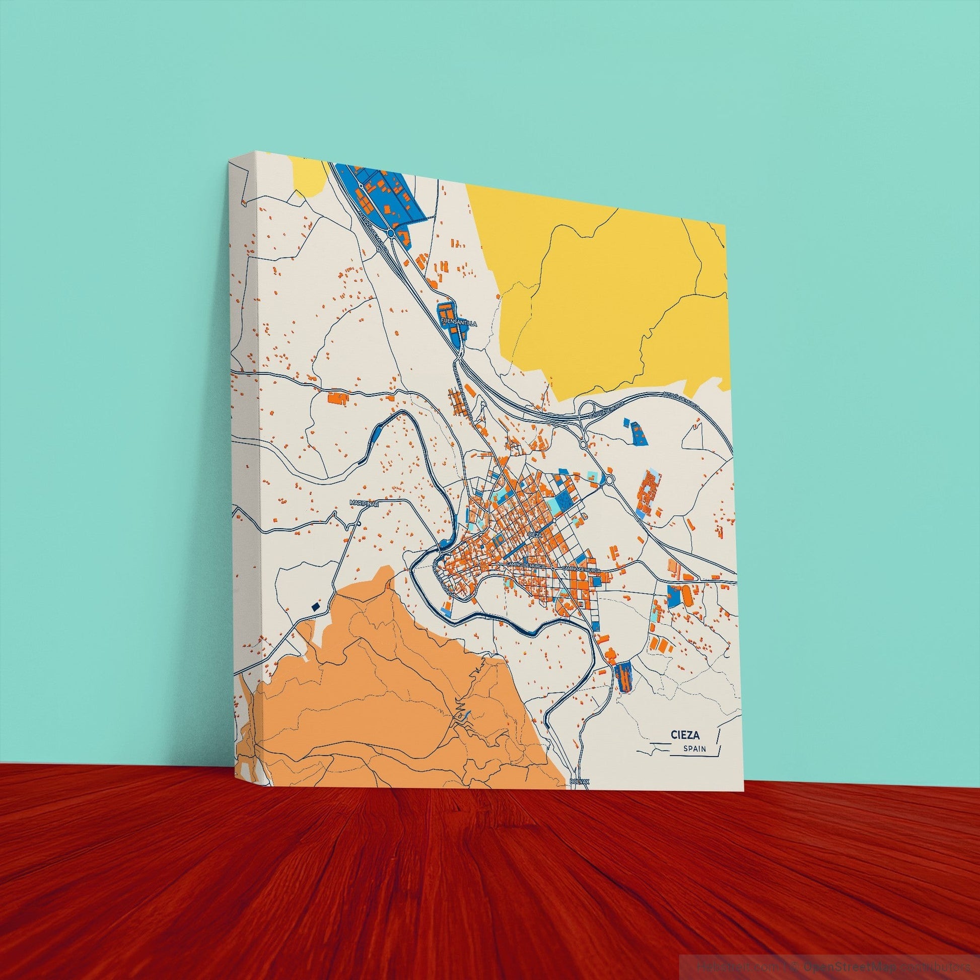Cieza Spain Colorful City Map Canvas Print