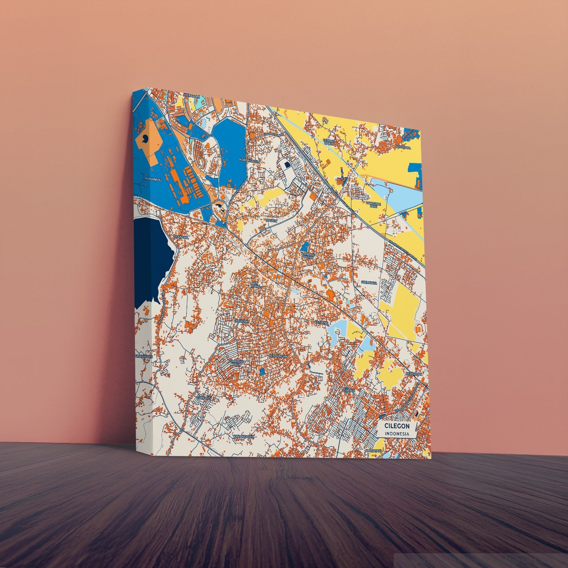 Cilegon Indonesia Colorful City Map Canvas Print