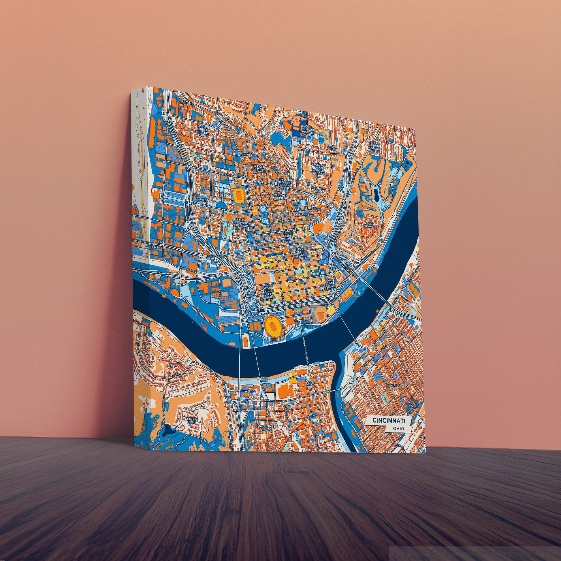 Cincinnati Ohio Colorful City Map Canvas Print