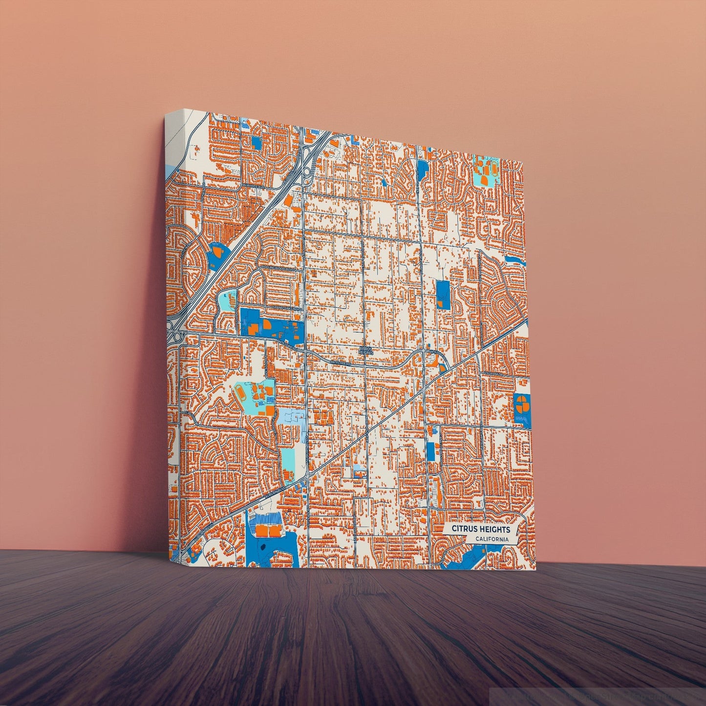 Citrus Heights California Colorful City Map Canvas Print