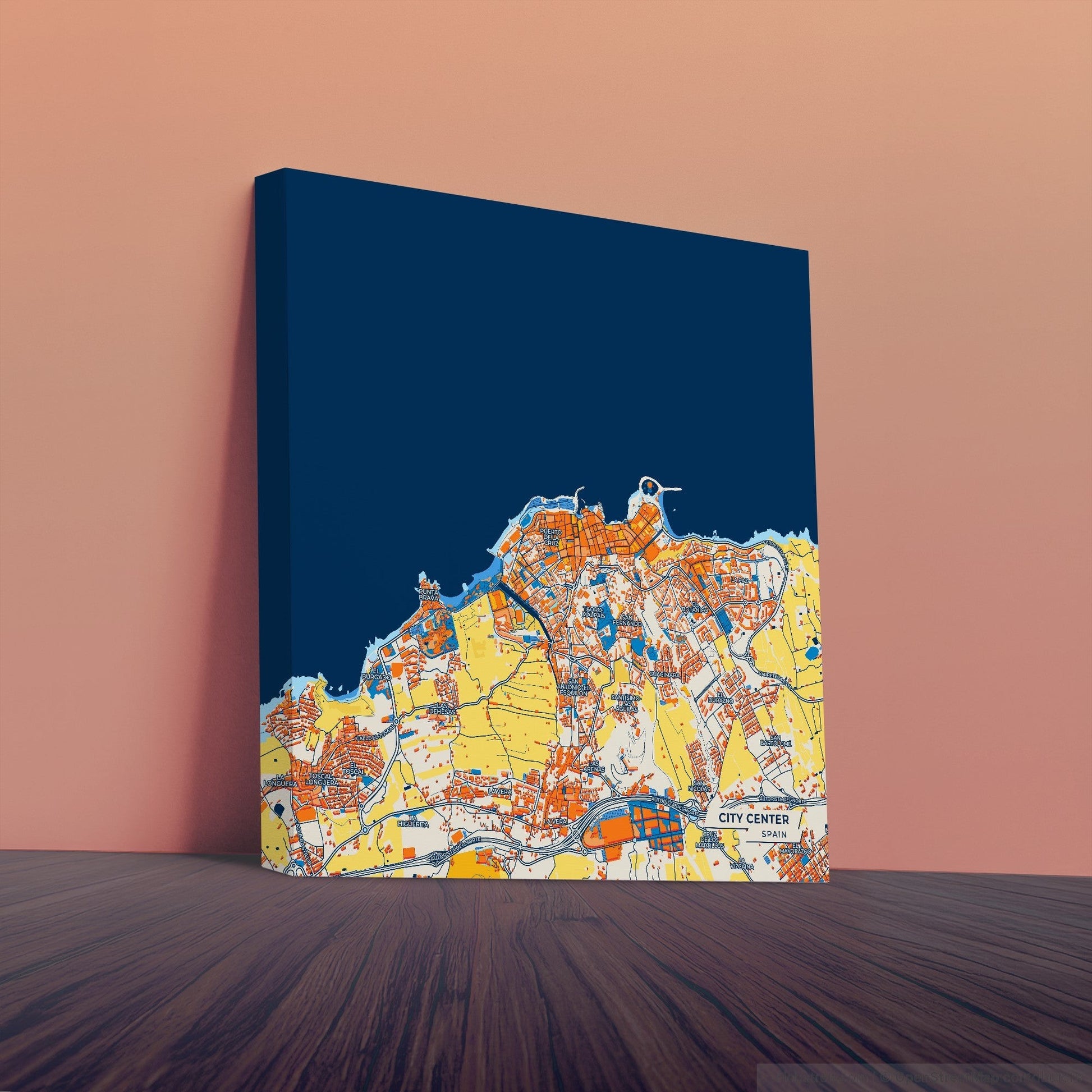 City Center Spain Colorful City Map Canvas Print