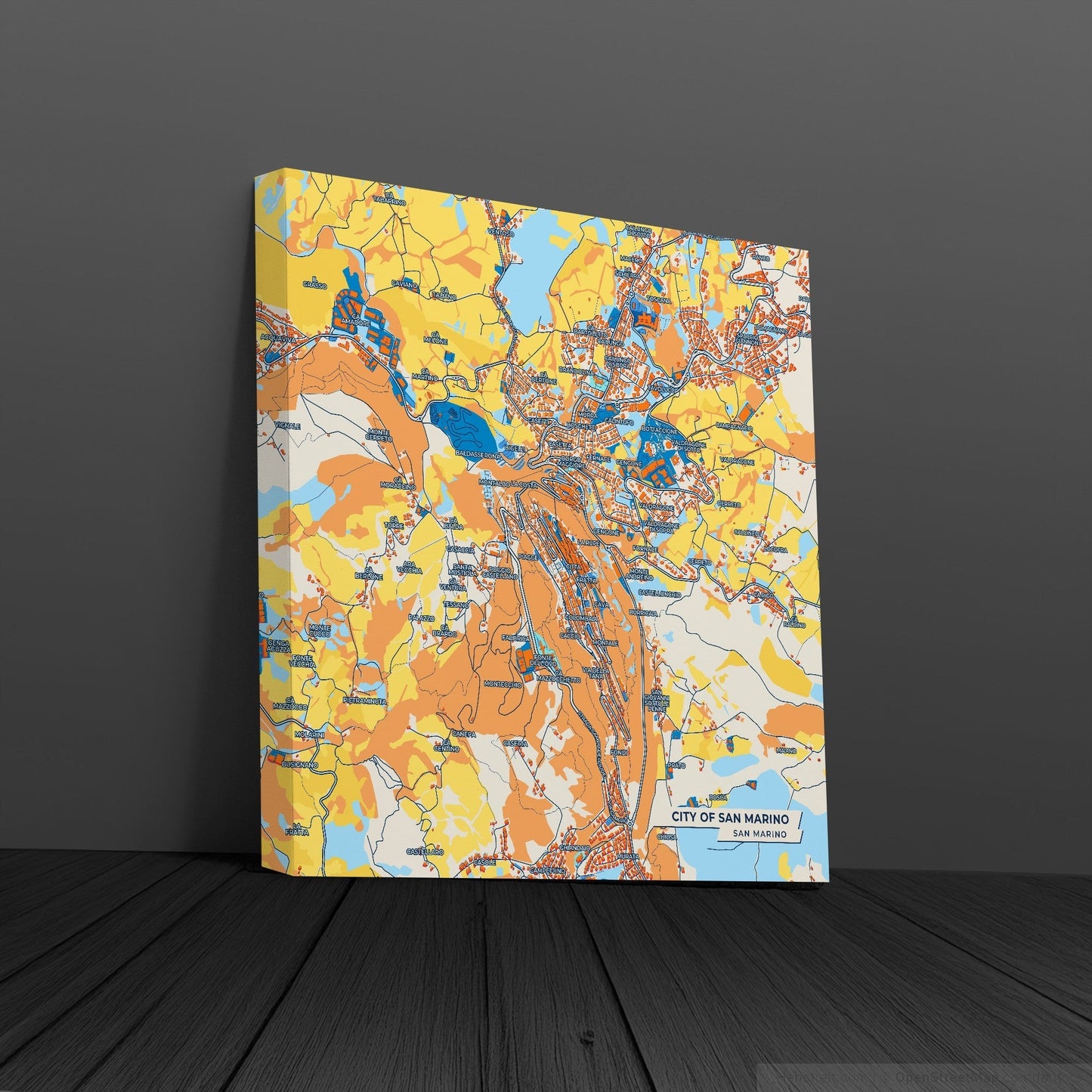 City Of San Marino San Marino Colorful City Map Canvas Print