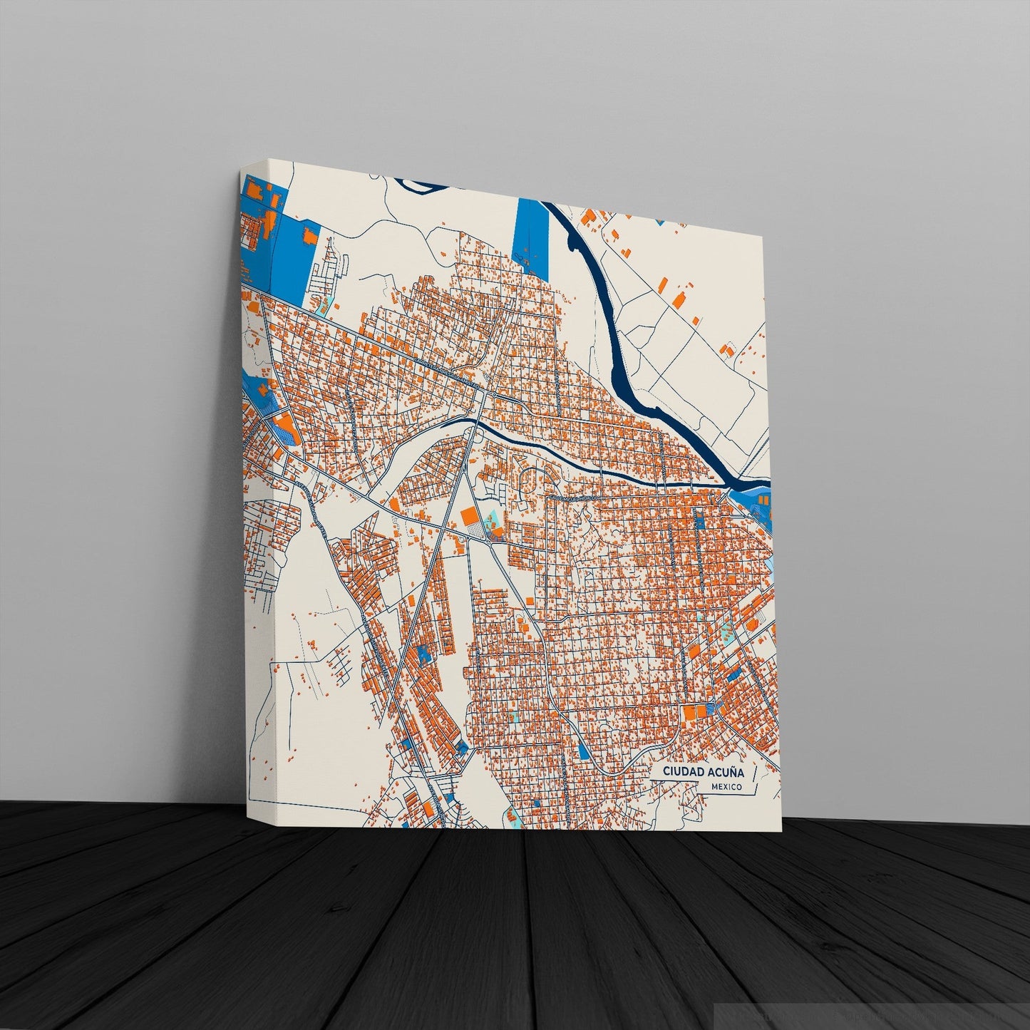 Ciudad Acuña Mexico Colorful City Map Canvas Print