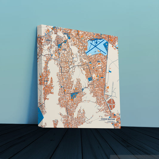 Ciudad Bolivar Venezuela Colorful City Map Canvas Print