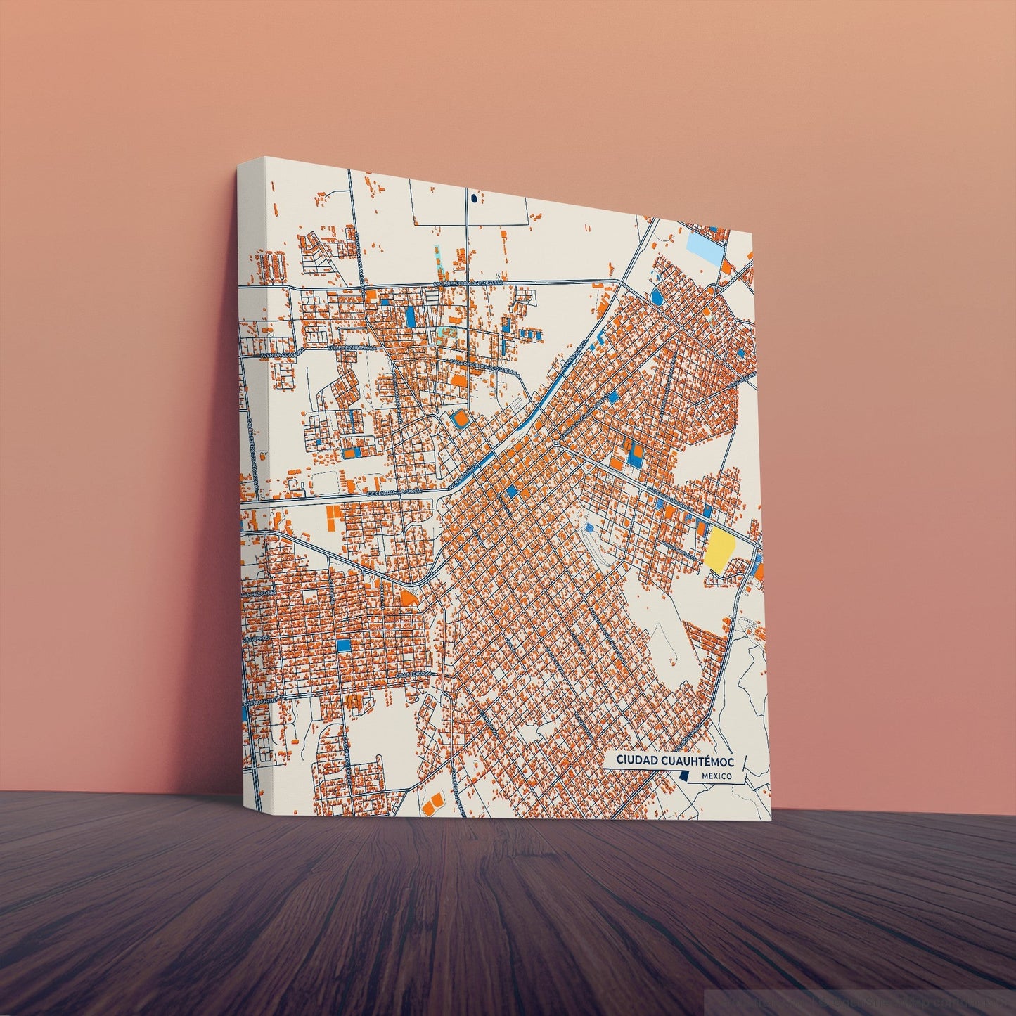 Ciudad Cuauhtémoc Mexico Colorful City Map Canvas Print