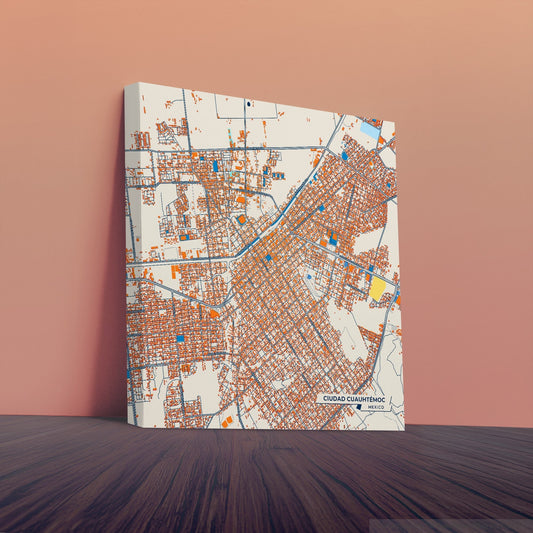 Ciudad Cuauhtémoc Mexico Colorful City Map Canvas Print
